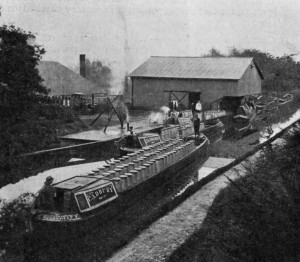 WHARF AT FACTORY AT KNIGHTON, AT WHICH MILK IS EVAPORATED FOR MILK CHOCOLATE MANUFACTURE.
(Messrs. Cadbury Bros., Ltd.)
