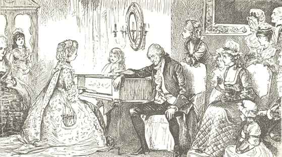 &ldquo;The Music of the Past.&rdquo;  From &ldquo;Punch&rsquo;s
Almanack,&rdquo; 1877.  Drawn by George du Maurier; engraved by
Swain