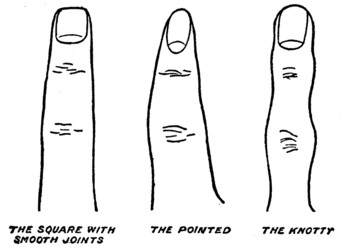 Plate IV.&mdash;Part II. DIFFERENT SHAPES OF FINGERS. THE SQUARE WITH SMOOTH JOINTS THE POINTED THE KNOTTY