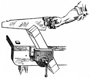 Fig. 179.&mdash;How to Saw the Tenons&mdash;First Operation.