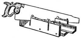 Fig. 334.&mdash;Using Panel Saw in Mitre Box.