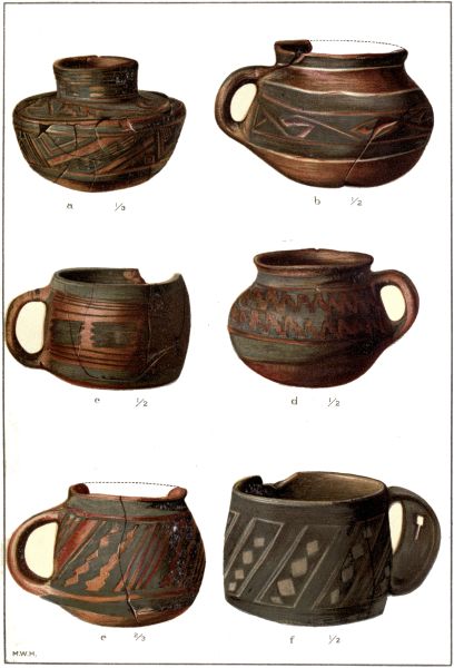PL. CXI&mdash;
VASE AND MUGS FROM THE WESTERN MOUNDS OF AWATOBI