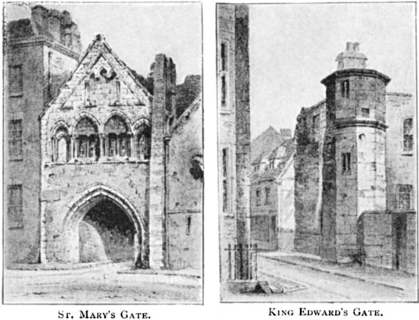 ST. MARY'S GATE.  KING EDWARD'S GATE. Drawn by F. S.
Walker, F.R.I.B.A.