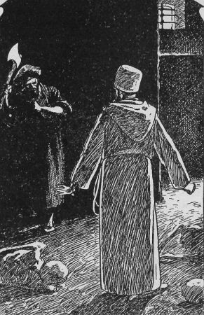 Leipuri rynt�si h�nt� kohti kirves ojossa.