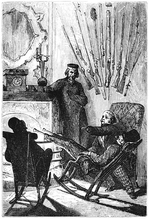 &raquo;terwijl zijn houten beenen bijna vlam vatten.” (Bladz. 2.)