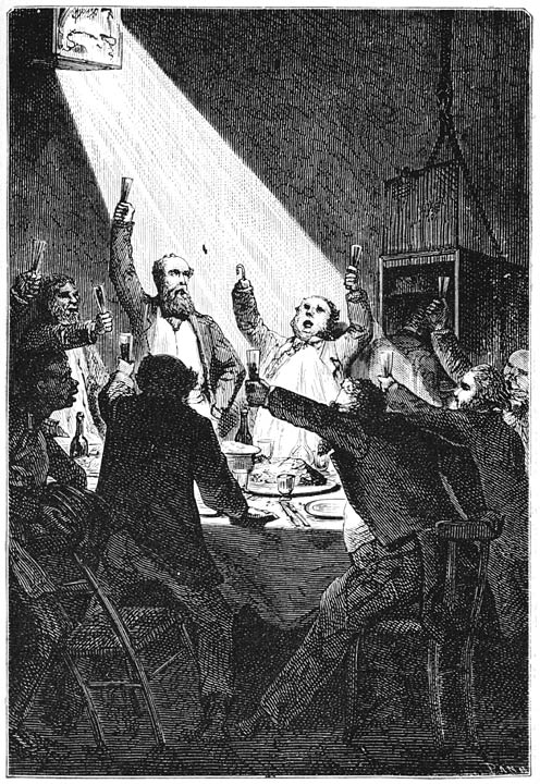 &raquo;er was een kruisvuur van toosten.” (Bladz. 59.)