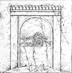 Fig. 112.&mdash;Rock-cut Stele from Kouyundjik. British Museum.