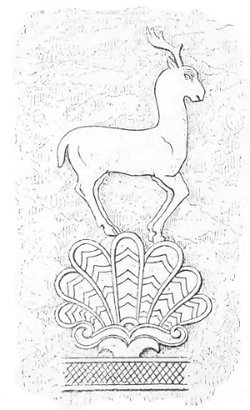 Fig. 140.&mdash;Stag upon a palmette; from Layard.