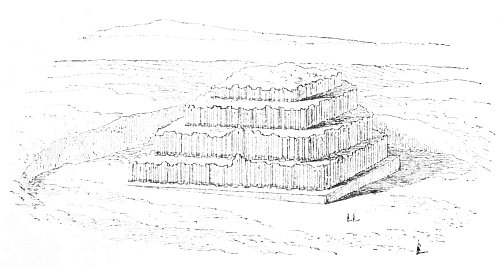 Fig. 184.&mdash;Actual condition of the so-called Observatory,
at Khorsabad; from Place.