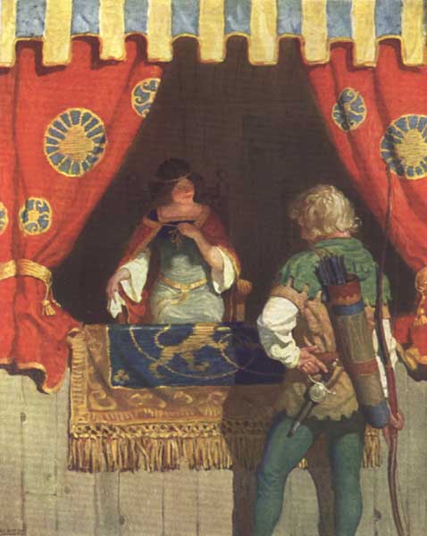 ROBIN MEETS MAID MARIAN

But Robin, venturing all, drew nigh. He came to the edge of her box,
and began to speak.