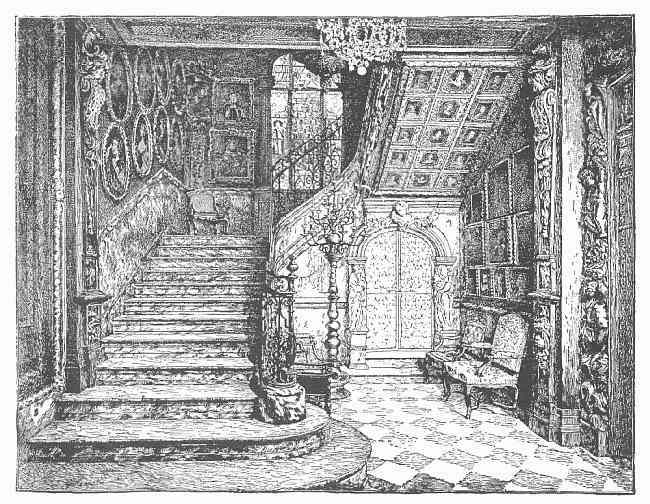 STAIRCASE IN THE RESIDENCE OF THE VICOMTESSE ALIX DE
JANZ�, RUE MARIGNAN. ABOUT TO BE PRESENTED, WITH ITS COLLECTION, TO THE
CITY.