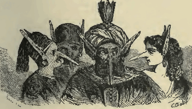 All were decorated with this
singular head-gear