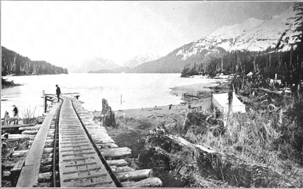 Copyright by E. A. Hegg, Juneau

Railroad Construction, Eyak Lake