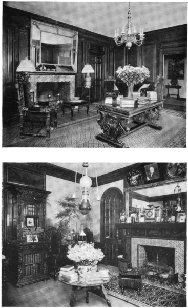 Plate XIX.&mdash;Drawing Room, "The Lindens"; Library, "The Lindens."