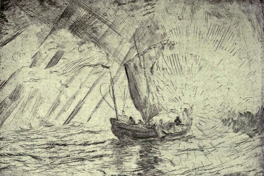 Le Christ apaisant la Temp&ecirc;te&mdash;1886. Gravure &agrave; la pointe
s&egrave;che.