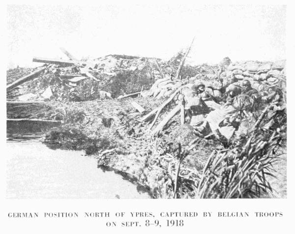 GERMAN POSITION NORTH OF YPRES, CAPTURED BY BELGIAN TROOPS
ON SEPT. 8&mdash;9, 1918