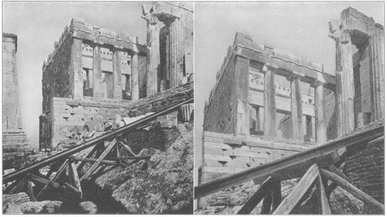 Figure 2

The Pinakotheke as seen from the base of the Nike bastion. At left, the
pedestal of the monument to Agrippa