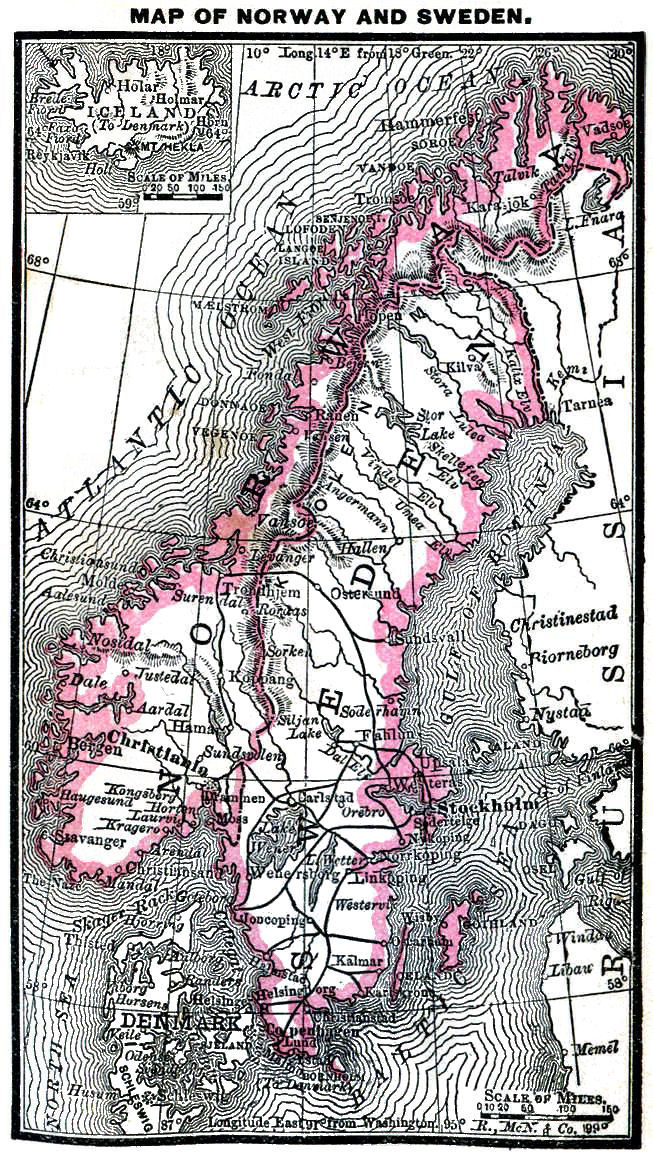 Map of Norway and Sweden