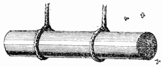 A short length of
hollowed-out bamboo or similar, hung horizontally.