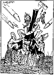 [Italian Cartoon]
In Danger of Shipwreck
&mdash;From Il 420, Florence.
President Wilson's war aims threaten to bring disaster to the Central
Powers' peace boat.