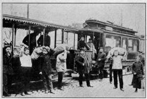 Photograph from Henry Ruschin
STREET TRAM AS FREIGHT CARRIER
As horses and motor fuel became scarce the street traction systems were given over
part of each day to transporting merchandise.