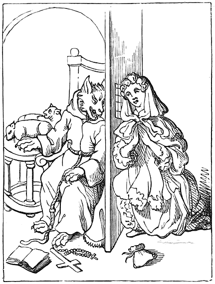 Fig. 10.&mdash;The Wolf as Confessor (probably Dutch).