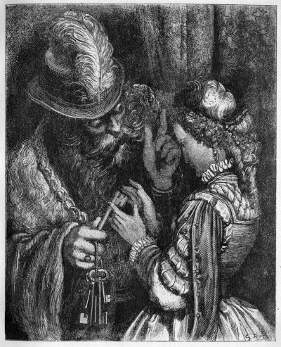 Blaubart &uuml;bergibt seiner Frau die Schl&uuml;ssel