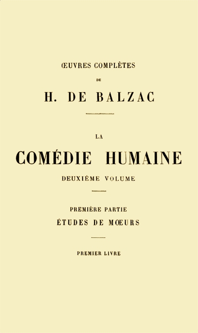 La com�die humaine volume II