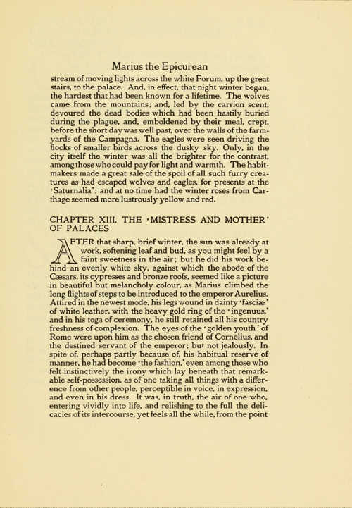 RICCARDI PRESS: PAGE FROM WALTER PATER'S 'MARIUS THE
EPICUREAN,'