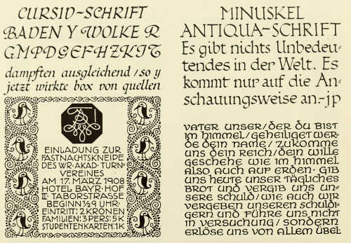 EXAMPLES OF ORNAMENTAL WRITING BY PROF. RUD. VON LARISCH
FROM “UNTERRICHT IN ORNAMENTALER SCHRIFT” 