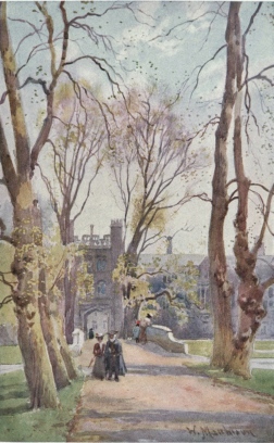 TRINITY COLLEGE BRIDGE AND AVENUE, WITH GATE LEADING INTO THE NEW
COURT

The Bridge was built in 1763 by Wilkins. The trees in the Avenue in
foreground were planted in 1671-72.