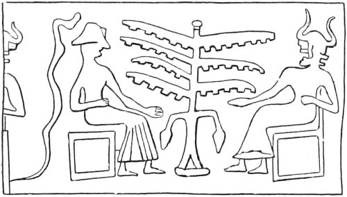 Fig. 28.&mdash;From a Babylonian seal.(Goblet d&rsquo;Alviella.)