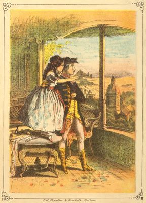 a man and
young girl gazing out a large window