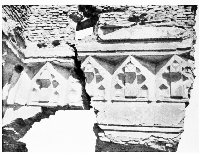 Fig. 41.&mdash;RAḲḲAH, DETAIL OF STUCCO ORNAMENT, PALACE.
